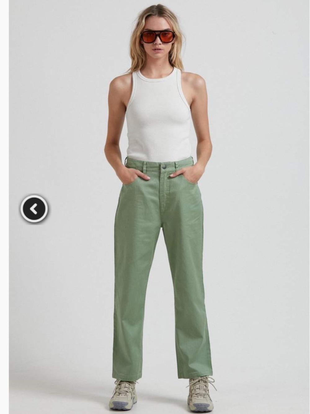 Afends Shelby - Hemp High Waist Wide Leg Pant Size 30 Moss Green